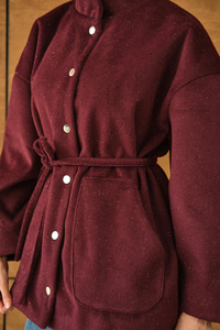 Simli Kaşe Çıtçıtlı Ceket Bordo