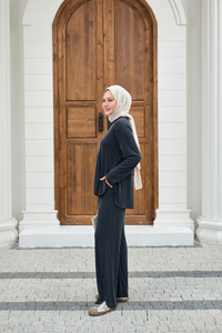 Sırt Dikiş Detay Beli Lastikli Takım Antrasit