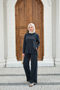 Sırt Dikiş Detay Beli Lastikli Takım Antrasit