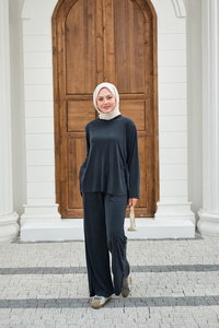 Sırt Dikiş Detay Beli Lastikli Takım Antrasit