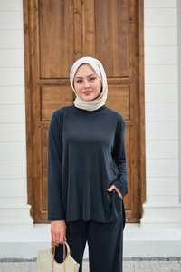 Sırt Dikiş Detay Beli Lastikli Takım Antrasit