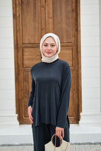 Sırt Dikiş Detay Beli Lastikli Takım Antrasit