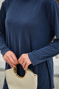 Sırt Dikiş Detay Beli Lastikli Takım Mavi