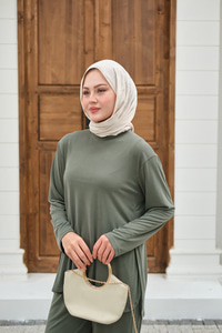 Sırt Dikiş Detay Beli Lastikli Takım Mint Yeşil