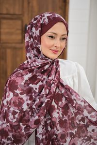 Sisli Gül Desen Şal Bordo