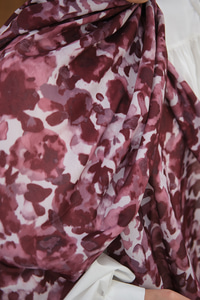 Sisli Gül Desen Şal Bordo