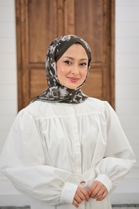 Sisli Gül Desen Şal Haki Yeşil