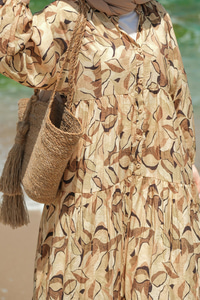 Soft Botanika Desen Elbise Krem