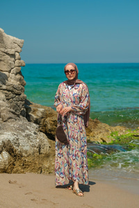 Soft Botanika Desen Elbise Mavi