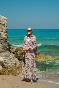 Soft Botanika Desen Elbise Mavi