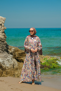 Soft Botanika Desen Elbise Mavi