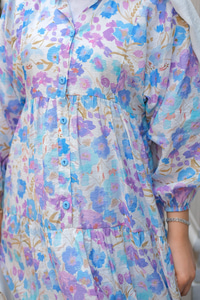 Soft Çicek Desenli Elbise Lila