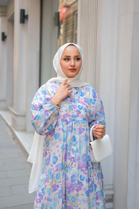 Soft Çicek Desenli Elbise Lila