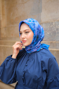 Soft Eşarp  Saks Mavi