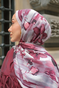 Soyut Çicek Desen Soft Şal Pudra