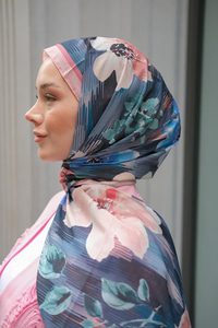 Soyut Çicek Desen Soft Şal Somon