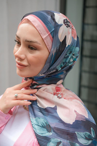 Soyut Çicek Desen Soft Şal Somon