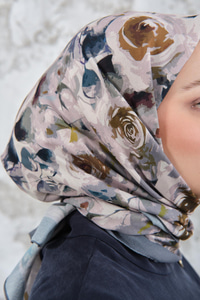 Soyut Pastel Desen Eşarp Küf Yeşil