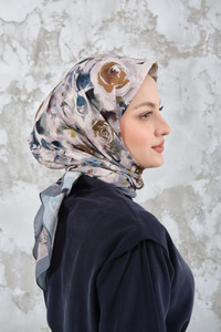 Soyut Pastel Desen Eşarp Küf Yeşil