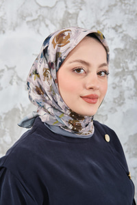 Soyut Pastel Desen Eşarp Küf Yeşil