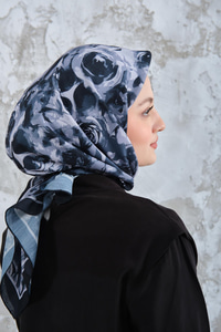 Soyut Pastel Desen Eşarp Siyah