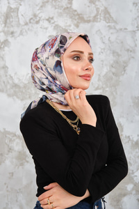 Soyut Pastel Desen Eşarp Taş