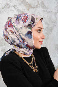 Soyut Pastel Desen Eşarp Taş