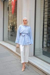 Strıped Çizgili Gömlek Mavi