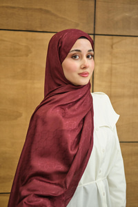 Su Yolu Desen Jakar Şal Bordo