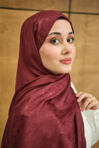 Su Yolu Desen Jakar Şal Bordo