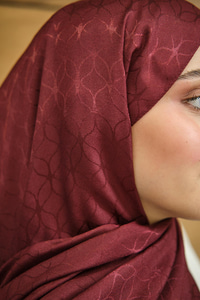 Su Yolu Desen Jakar Şal Bordo