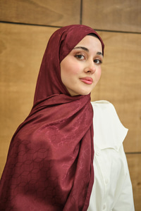 Su Yolu Desen Jakar Şal Bordo