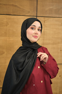 Su Yolu Desen Jakar Şal Siyah