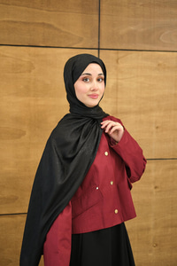 Su Yolu Desen Jakar Şal Siyah