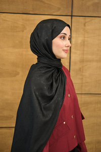 Su Yolu Desen Jakar Şal Siyah