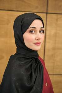 Su Yolu Desen Jakar Şal Siyah