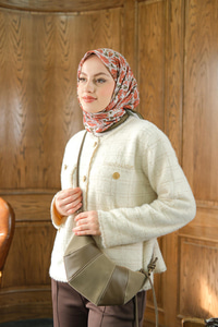 Süet Detay Çanta Vizon