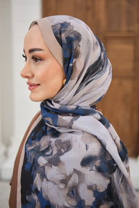 Sulu Boya Desenli Şal Bej