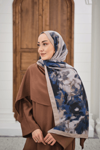 Sulu Boya Desenli Şal Bej