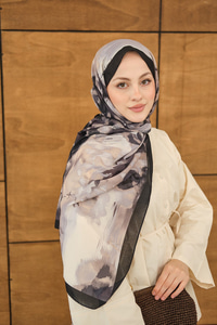 Sulu Boya Desenli Şal Füme