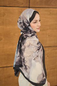 Sulu Boya Desenli Şal Füme