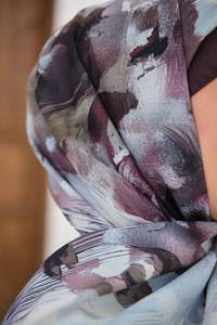 Sulu Boya Desenli Şal Mürdüm