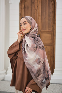 Sulu Boya Desenli Şal Vizon