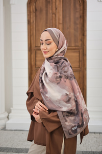 Sulu Boya Desenli Şal Vizon