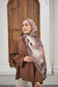 Sulu Boya Desenli Şal Vizon