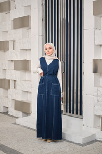 Süs Dikiş Detaylı Bel Bağlamalı Jile Lacivert