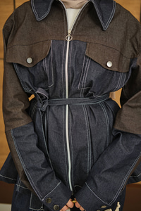 Süs Dikişli Fermuarlı Takım Lacivert