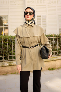 Süs Dikişli Gömlek Küf Yeşil