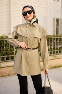 Süs Dikişli Gömlek Küf Yeşil