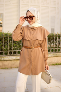 Süs Dikişli Gömlek Vizon